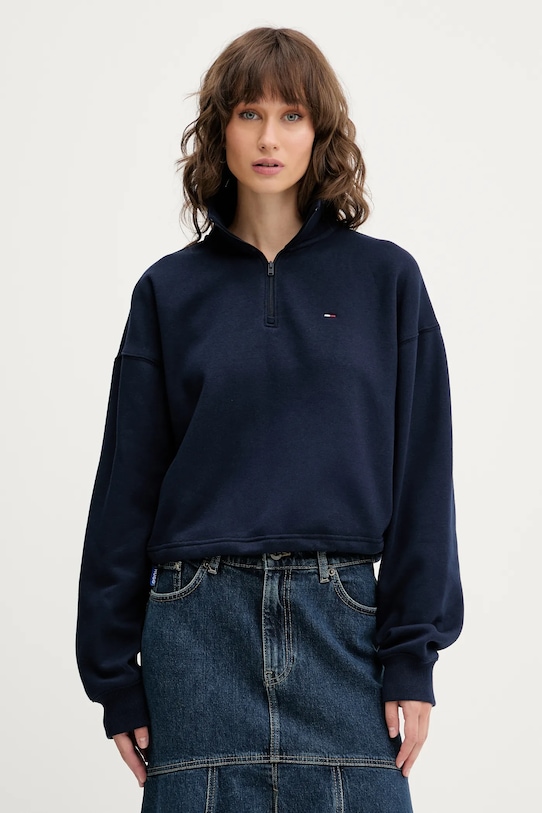 Tommy Jeans bluză uni bleumarin DW0DW20946