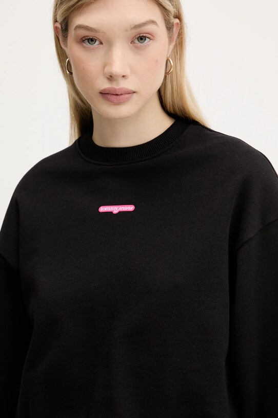 Tommy Jeans hanorac de bumbac negru DW0DW20947