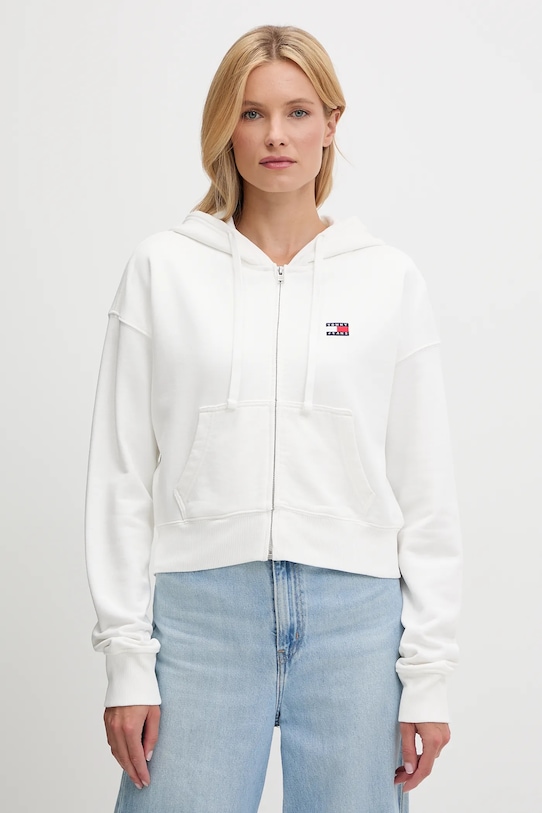 Pamučna dukserica Tommy Jeans pamuk bijela DW0DW21147