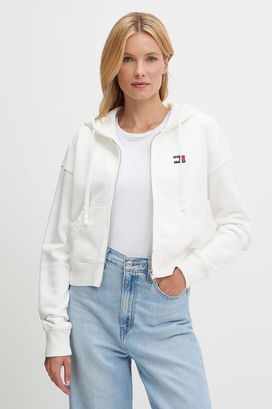 Ruházat Tommy Jeans pamut melegítőfelső DW0DW21147 fehér