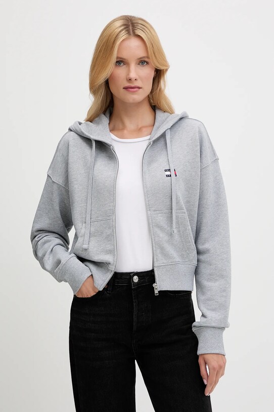 Ruházat Tommy Jeans pamut melegítőfelső DW0DW21147 szürke