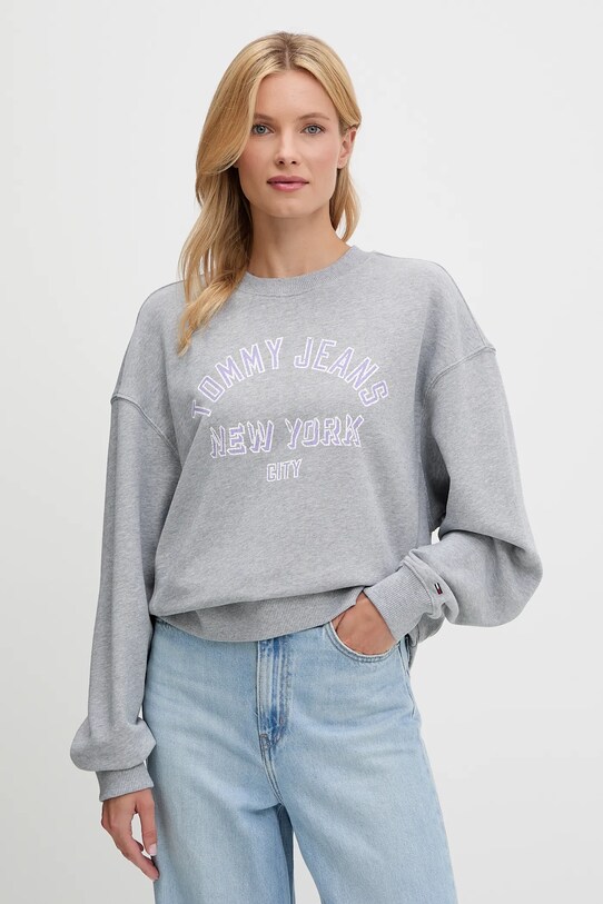 Tommy Jeans pamut melegítőfelső pamut szürke DW0DW21202