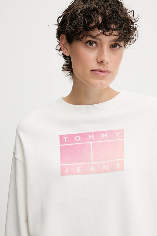Ruházat Tommy Jeans pamut melegítőfelső DW0DW21396 fehér