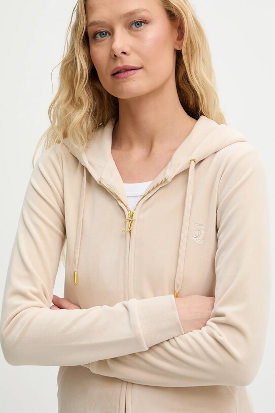 Juicy Couture bluză ROBERTSON HOODIE bej JCAP176G