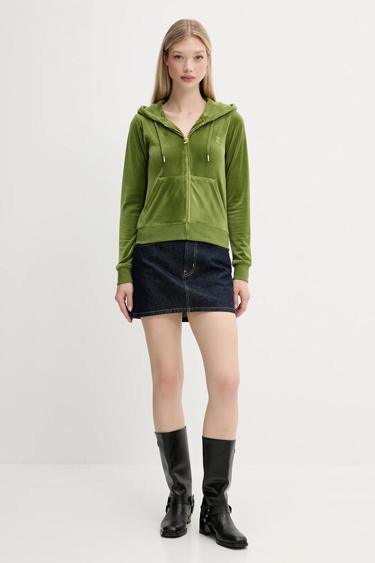 Juicy Couture bluză ROBERTSON HOODIE JCAP176G verde AW25