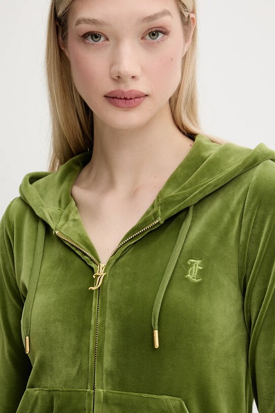 Juicy Couture bluză ROBERTSON HOODIE verde JCAP176G