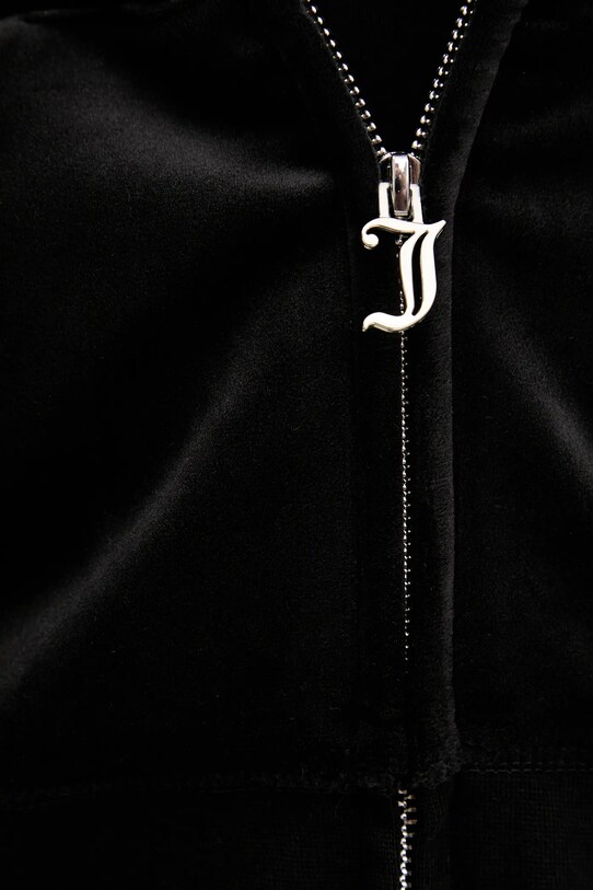 Juicy Couture velúr pulóver BRENDAL CROP OVERSIZED HOODIE JCBAS225801 fekete