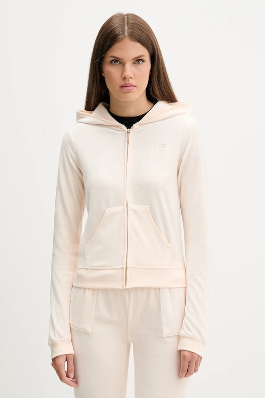 Mikina Juicy Couture HERITAGE ROBYN HOODIE s kapucňou béžová JCSEBJ007G