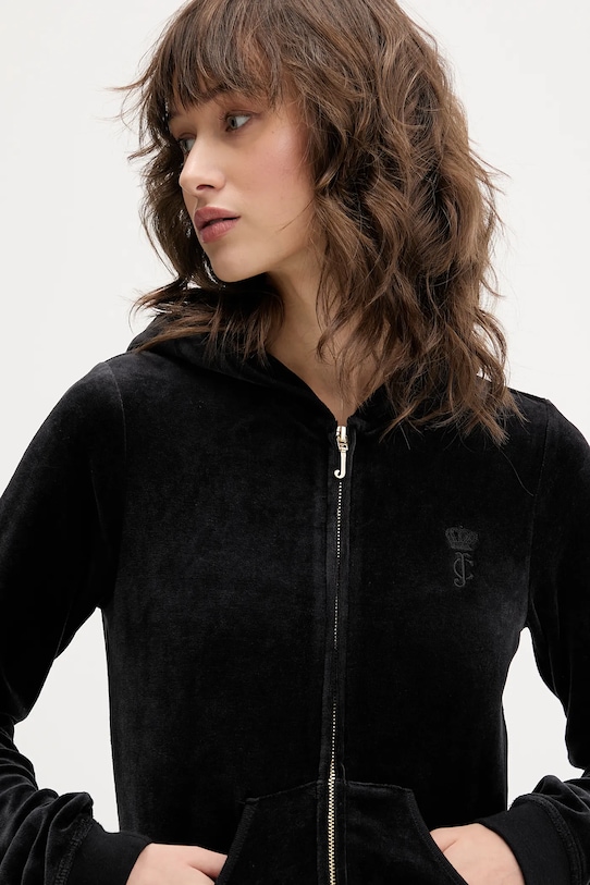 Juicy Couture bluză HERITAGE ROBYN HOODIE negru JCSEBJ007G
