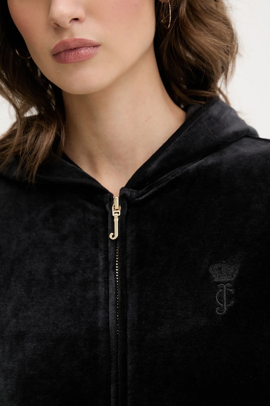 Juicy Couture bluză HERITAGE ROBYN HOODIE JCSEBJ007G negru