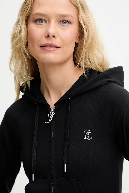 Juicy Couture bluză SINGLE JERSEY OLA HOODIE negru JCWAS125310