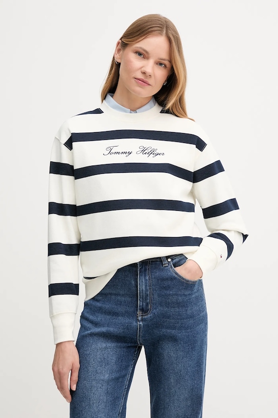 Суичър Tommy Hilfiger щампа бежов WW0WW45743