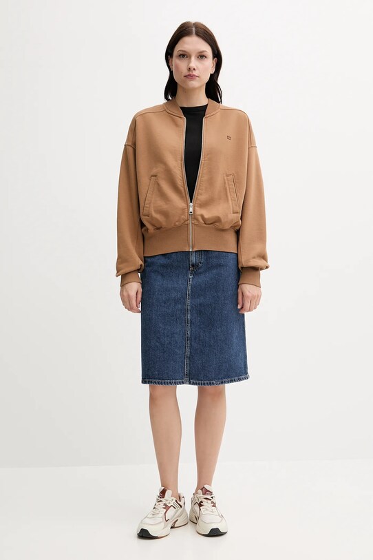 Tommy Hilfiger bluza bawełniana WW0WW45753 brązowy AW25