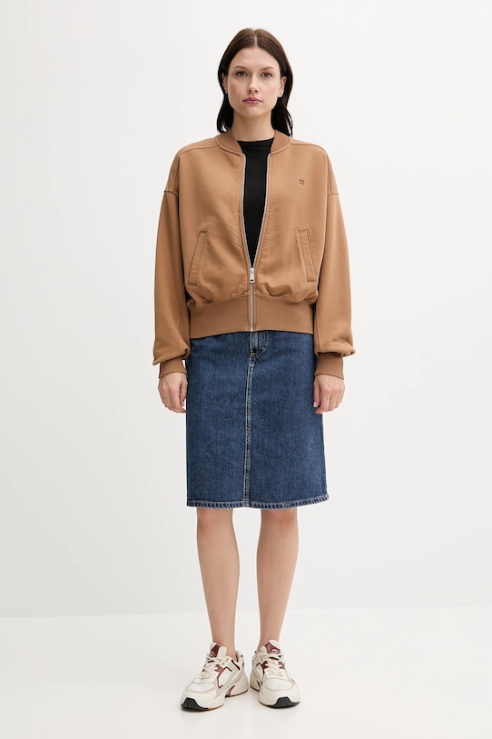 Tommy Hilfiger bluza bawełniana WW0WW45753 brązowy AW25