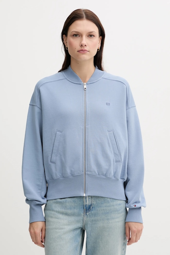 Tommy Hilfiger hanorac de bumbac uni albastru WW0WW45753