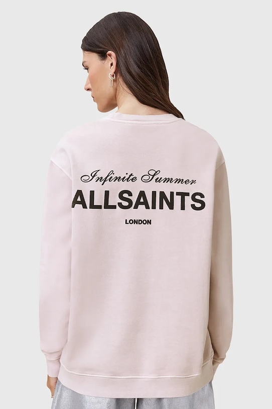 Bavlněná mikina AllSaints SOLEIL W222JC růžová AW25