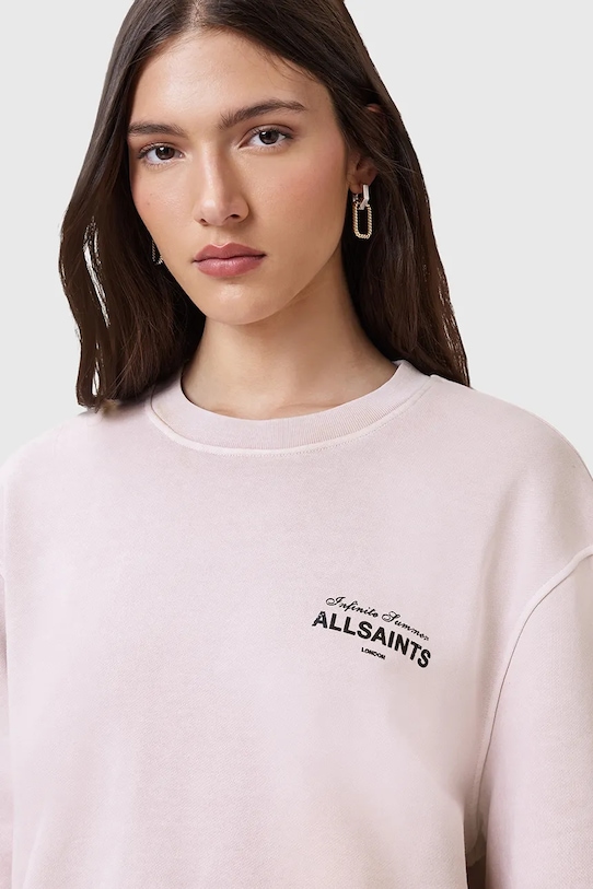 Bavlněná mikina AllSaints SOLEIL růžová W222JC