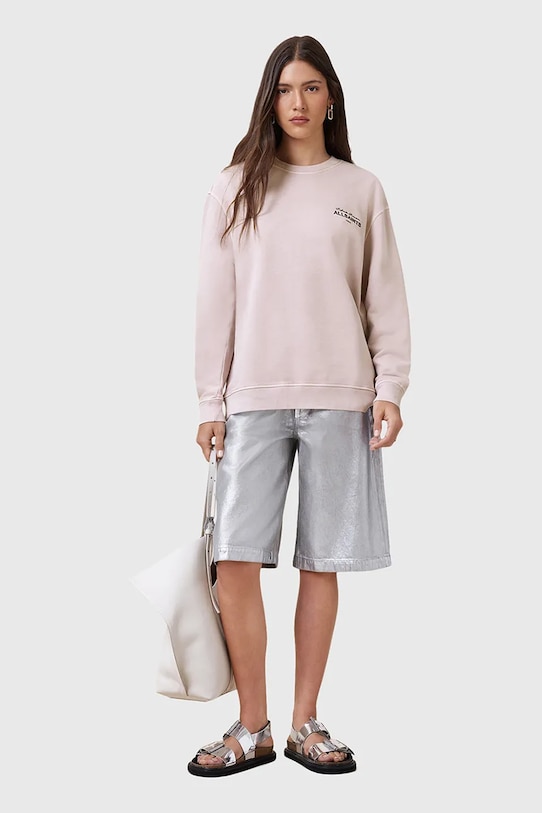 Bavlněná mikina AllSaints SOLEIL W222JC růžová