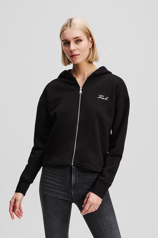 Μπλούζα Karl Lagerfeld HEM SIGNATURE A3W20067 μαύρο AW25