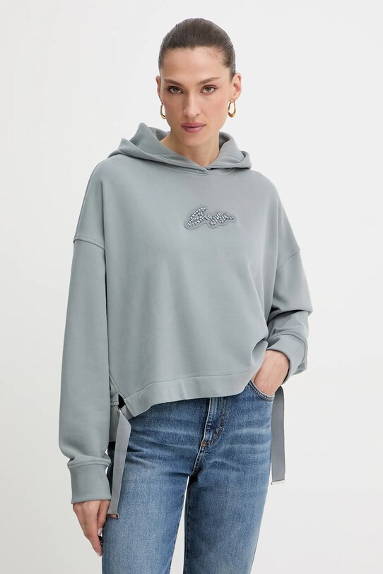 BOSS Orange bluza bawełniana z kapturem szary 50545507