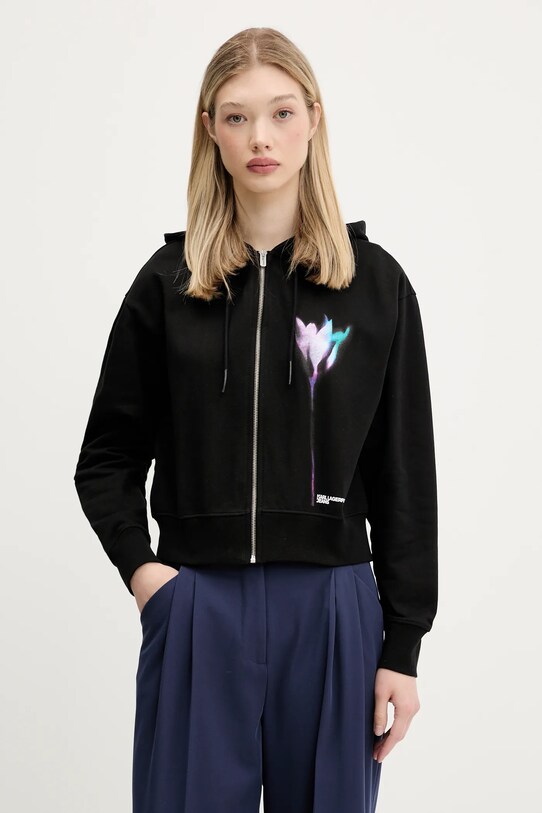 Karl Lagerfeld Jeans hanorac de bumbac print negru A3W20041