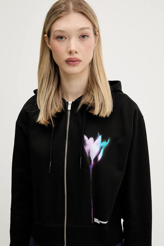 Karl Lagerfeld Jeans hanorac de bumbac negru A3W20041