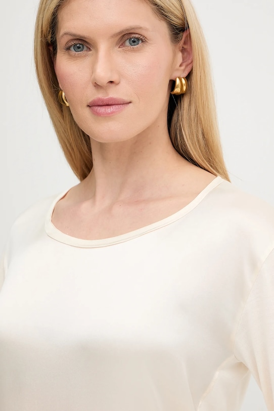 Μπλούζα με μείγμα μεταξιού BOSS Green μπεζ 50541888