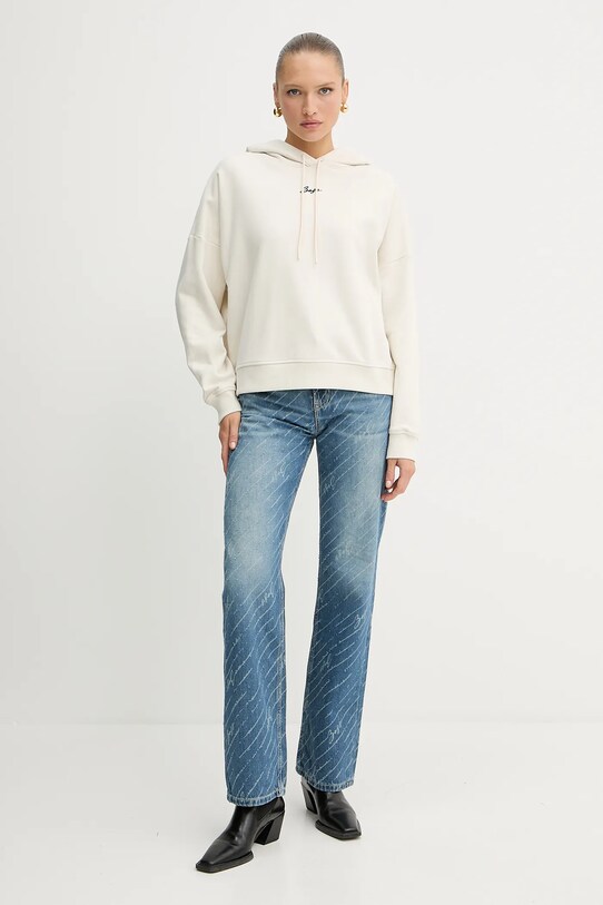 BOSS Orange bluza bawełniana 50547572 beżowy AW25