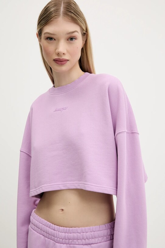Hugo Blue bluza bawełniana fioletowy 50545035