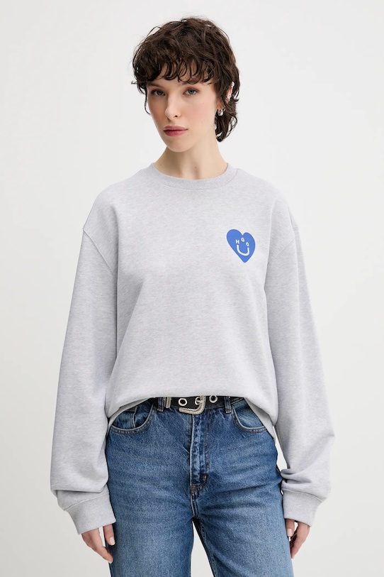 Hugo Blue hanorac de bumbac print gri 50545052