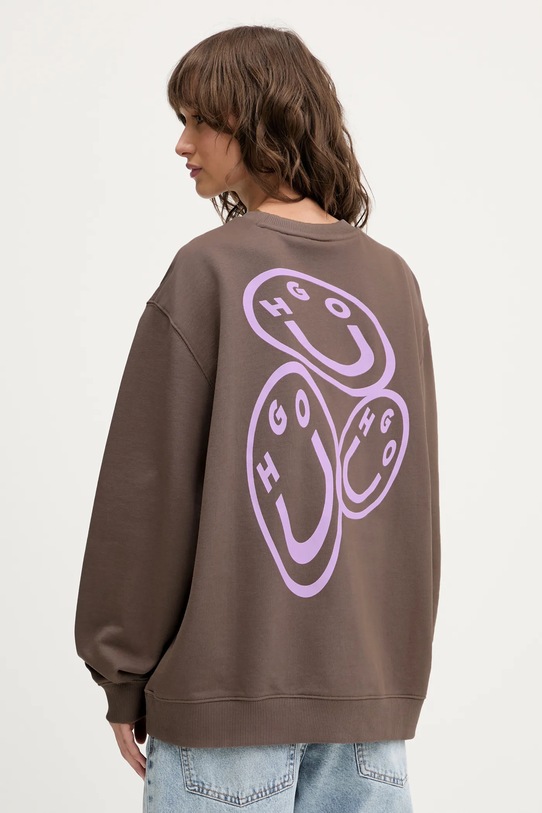 Bombažen pulover Hugo Blue Brez kapuce rjava 50545052