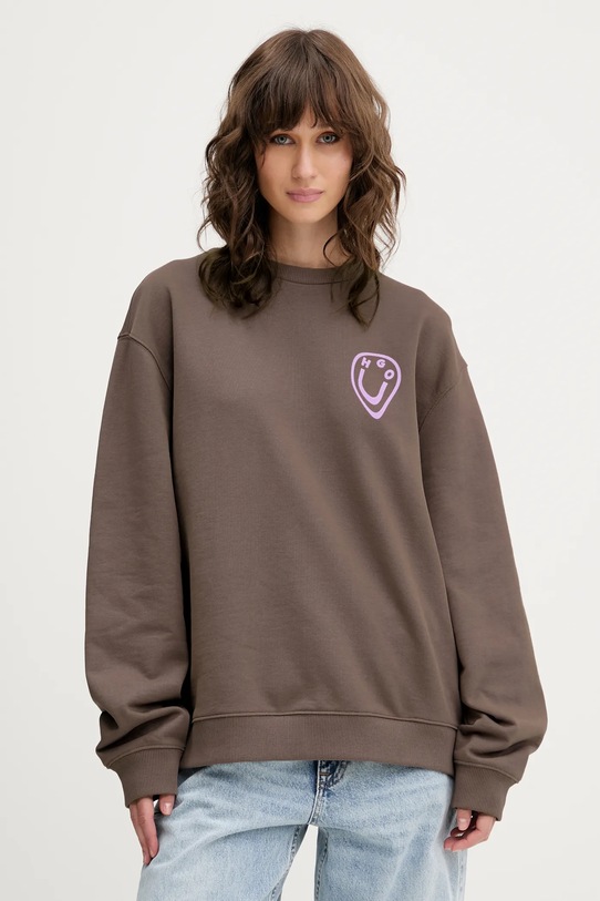 Odzież Hugo Blue bluza bawełniana 50545052 brązowy