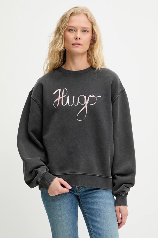 HUGO hanorac de bumbac print gri 50545198