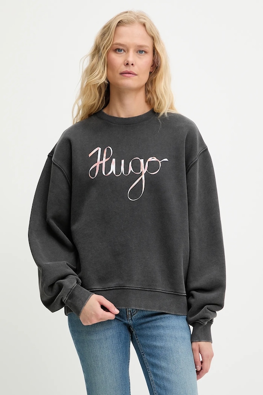 HUGO hanorac de bumbac print gri 50545198
