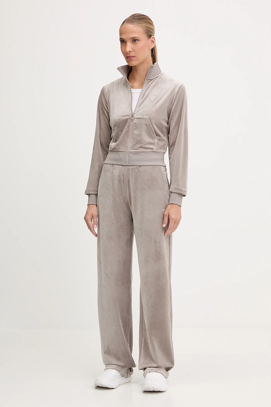 Velúrová mikina Guess COUTURE V3BQ22.K0232 béžová AW25