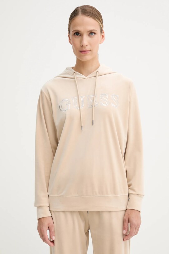 Μπλούζα Guess COUTURE με κουκούλα μπεζ V4RQ25.K0232