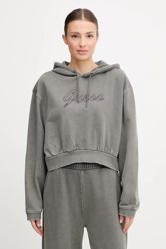 Βαμβακερή μπλούζα Guess MISTY βαμβάκι γκρί V5RQ16.KCOS1