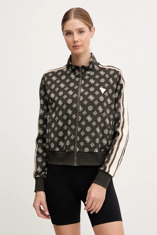 Суичър Guess PEONY щампа кафяв V5YQ07.K0282