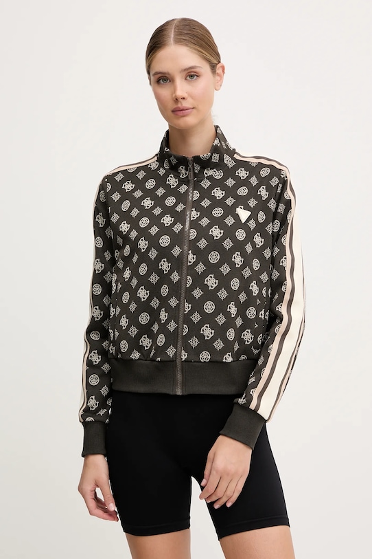 Суичър Guess PEONY щампа кафяв V5YQ07.K0282