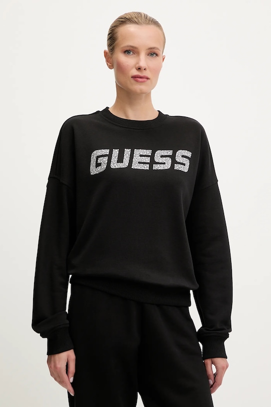 Guess hanorac de bumbac PRIMULA imprimeu negru V5YQ12.KCRP0