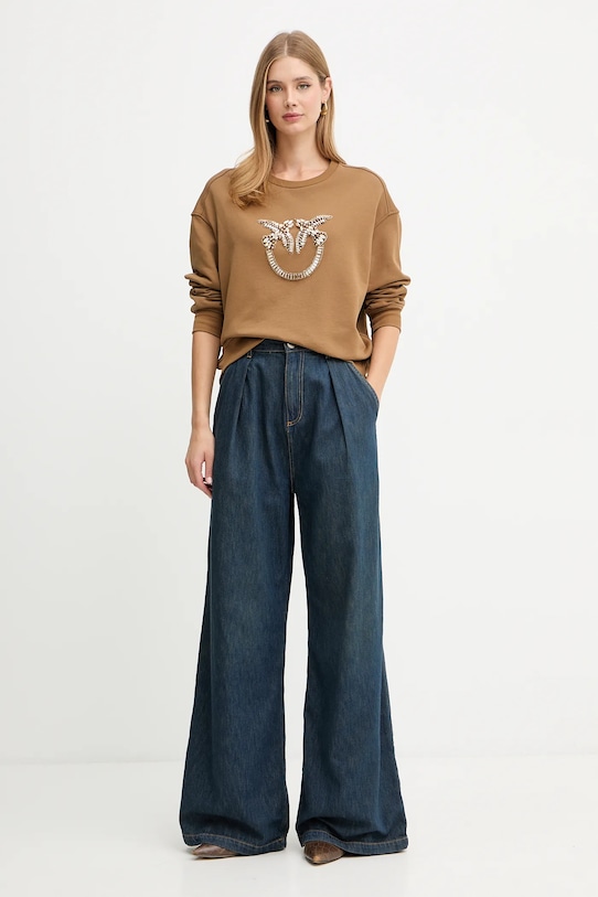 Pinko bluza bawełniana 100534.A2RO brązowy AW25