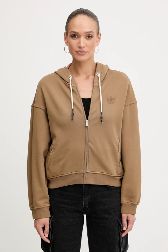 Βαμβακερή μπλούζα Pinko βαμβάκι καφέ 105509.A2RB