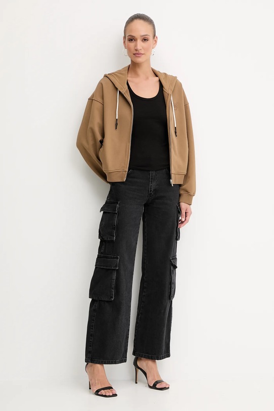 Βαμβακερή μπλούζα Pinko 105509.A2RB καφέ AW25