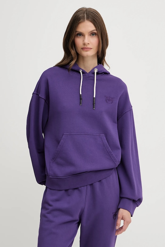 Bombažen pulover Pinko S kapuco vijolična 105507.A2RB