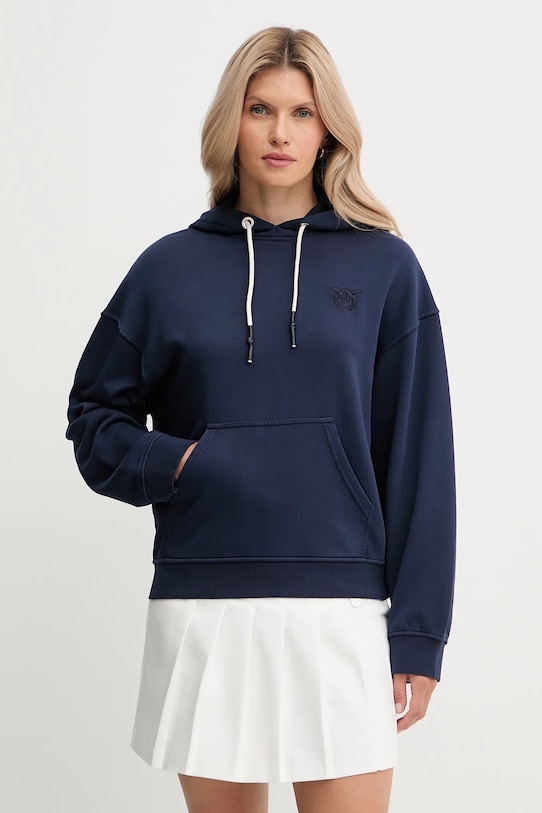 Bombažen pulover Pinko S kapuco mornarsko modra 105507.A2RB