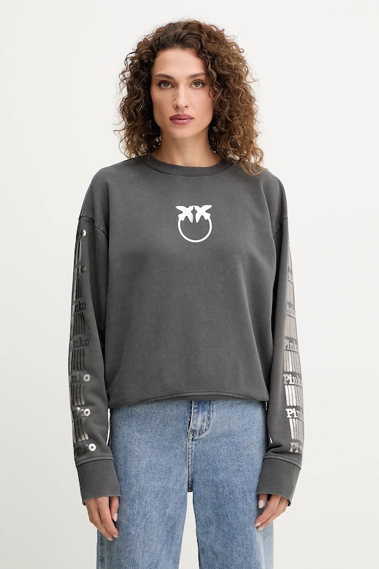 Pinko bluza bawełniana nadruk szary 104618.A2V7
