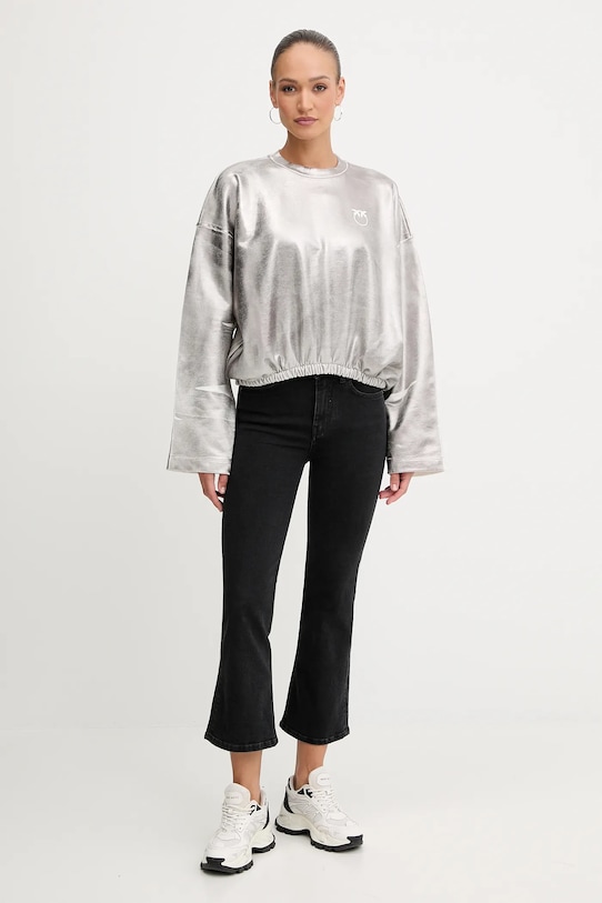 Pinko hanorac de bumbac 105756.A2V1 argintiu AW25