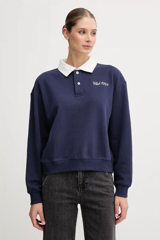 Μπλούζα United Colors of Benetton απλικέ σκούρο μπλε 3WNWD3011