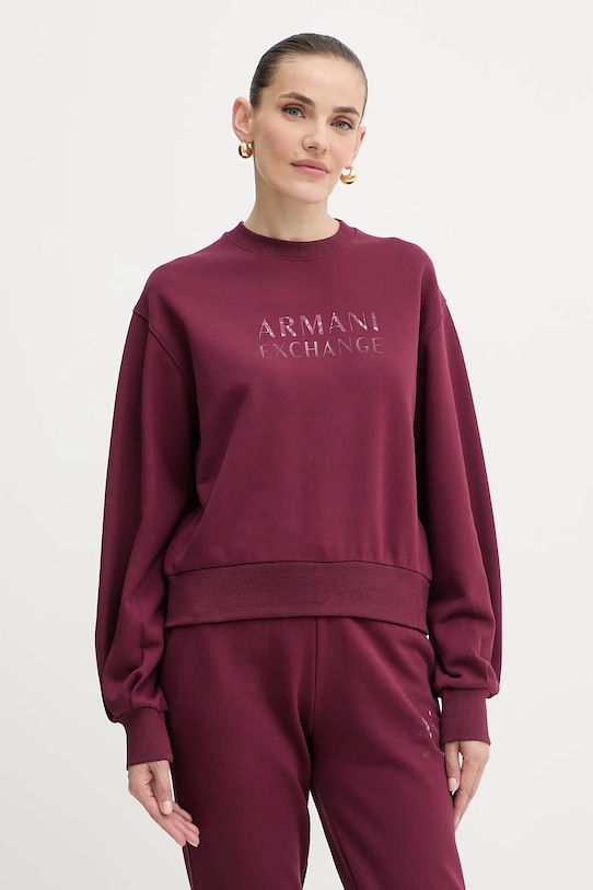 Armani Exchange bluza bawełniana nadruk bordowy XW000747.AF16114