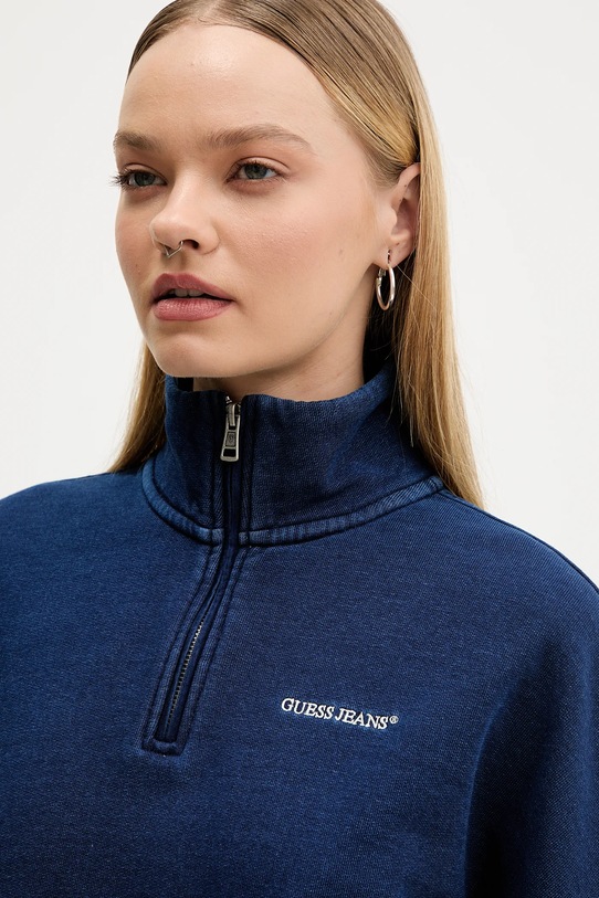 Guess Jeans bluza bawełniana granatowy W5YQ10.KCXQ1